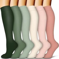 Lot de 6 paires de chaussettes de compression tricotées en nylon, absorbantes et respirantes, pour femmes, idéales pour les sports de plein air