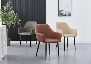 Chaises de salle à manger rembourrées en cuir moderne, style nordique, luxe, restaurant, cuisine, chaises de salle à manger modernes - Product Image 2