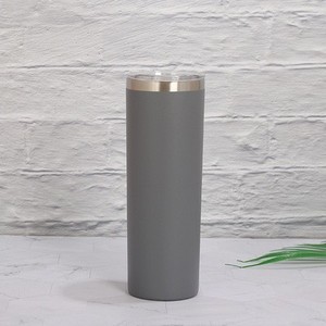 Gobelet isotherme droit et fin de 20 oz en acier inoxydable à double paroi sous vide, avec couvercle et paille, personnalisable, pour sublimation à paillettes - Product Image 6