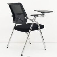 Chaise de conférence en maille de tissu pliable solide chaise de réunion avec tablette chaise de formation pliable pour étudiants de bureau et d'école