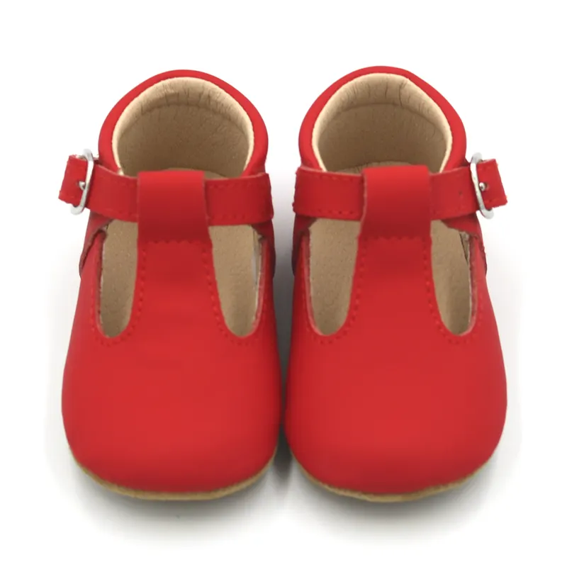 Pink Mary Jane Baby Shoes Red Color Christmas Leather Girl Baby Dress Shoes