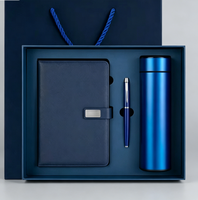 Ensemble cadeau de carnet en cuir d'entreprise avec thermos à LED, logo personnalisé, journal de luxe, boîte cadeau promotionnelle avec stylo