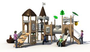 Ensemble de balançoire toboggan combiné château César pour 3-15 ans plastique bois métal école maternelle utiliser conception personnalisable - Product Image 3