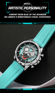 Nuevo Reloj MEGIR 2248 para Hombre, Correa de Silicona Deportiva, Reloj de Cuarzo Masculino con Manecillas Luminosas Resistentes al Agua, Cronógrafo y Calendario - Product Image 5