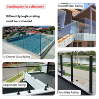 Garde-Corps en Verre pour Terrasse sans Cadre avec Balustrade en Verre Trempé de 12 mm, Profilé en U en Aluminium pour Balcon et Design de Terrasse
