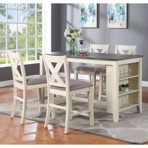 DB Juego de 2 Sillas Altas de Comedor Blanco y Gris Espalda X-Cross - Product Image 6