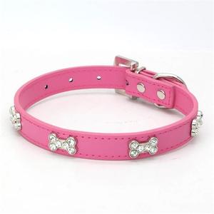 高級漫画ゴールド蝶ネクタイPUペットカラー6本ダイヤモンド骨デザイン絶妙なラインストーン環境に優しい犬の鎖-卸売大型 - Product Image 2