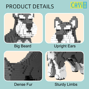 Jouets pour chiens Schnauzer 1:1 à succès, série d'animaux, ensembles de blocs de construction, briques de construction DIY, jouet en blocs 3D, cadeau pour enfants - Product Image 5