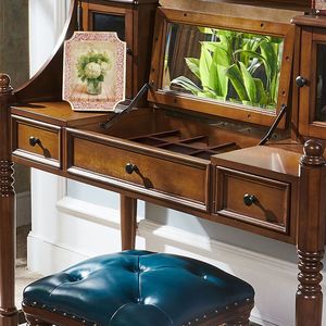American Style <b>Solid</b> <b>Wood</b> Dressing Table With Storage Bedroom <b>Desk</b> For Home Use - Product Image 2
