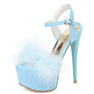 Sandalias de Plataforma Alta con Tacón Fino y Peluche para Mujer, Talla 48, Diseño Ancho, Zapatos de Bailarina de Barra - Product Image 6