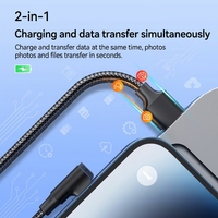 Cable de Datos USB-C a C de 90 Grados, 5A 60W, Carga Rápida y Transferencia de Datos, Cable de Nailon Trenzado para Teléfonos Móviles y Accesorios de Computadora