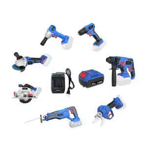 21V 7-9 Pcs Battery Screwdriver Power Tools Electric Hammer Drill Cordless Impact Wrench Tools Set Box Kit