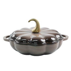 Panela de Ferro Fundido Esmaltada em Formato de Abóbora para Sopa e Cozimento - Atacado - Product Image 5