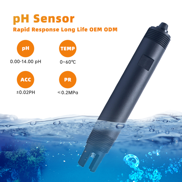 JIDE Factory Directly Sales High Quality Industrial Water pH Electrode Online Sensor Probe 0.02pH Accuracy 0-80 Temperature