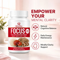 Capsules Qbioflex OEM/ODM pour la concentration cérébrale avec poudre de champignon Reishi, complément complexe de 60 super champignons