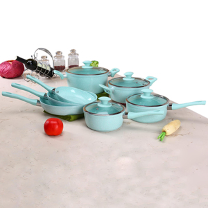 Ensemble de poêles à frire en granit de 24 cm avec revêtement en marbre et couvercle en verre - Product Image 6