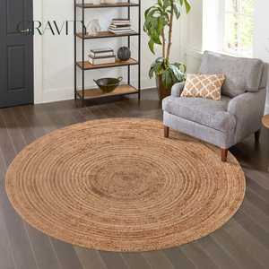 <span class=keywords><strong>Tappeto</strong></span> Moderno Casual in <span class=keywords><strong>Iuta</strong></span> Intrecciata a Mano, <span class=keywords><strong>Rotondo</strong></span> 2,13m, per Camera da Letto o Soggiorno - Product Image 1