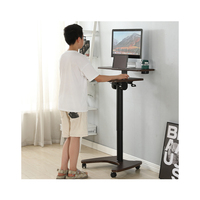 ADA pliable réglable chariot pour ordinateur portable sur roues bureau d'ordinateur Mobile pour bureau à domicile pneumatique contrôle de la hauteur roulettes mobiles
