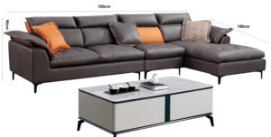 Foshan Fabricant de meubles Vente Canapé de bureau en forme de L intérieur en cuir véritable pour Application de salle de réunion d'hôtel de bureau - Product Image 3