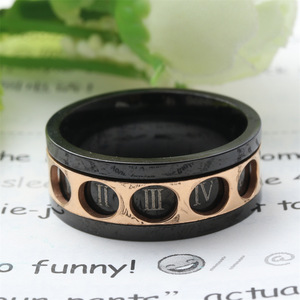 <b>Titanium</b> Steel Rotating Roman Numeral <b>Ring</b> <b>Black</b> Men's Fashion Jewelry Gift 23028 - Product Image 4