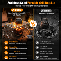 Support promotionnel pour mini-réchaud extérieur en acier inoxydable 304, barbecue portable au charbon de bois avec cendrier et petite grille pour utilisation sur table
