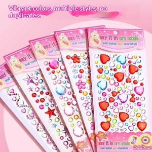 Autocollants en plastique pour enfants, autocollants en forme de gemmes, autocollants en cristal pour le visage, autocollants de dessins animés, autocollants de princesse pour filles, 3D, jouet pour le festival du 1er juin - Product Image 2