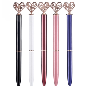 Hot Hollow Heart Top Metal Rotating Ballpoint <b>Pen</b> Multi Color For Girls Wedding Promotional Wholesale Gift Stationery - Product Image 1