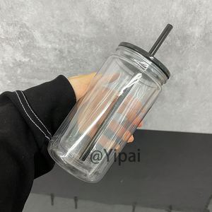 Us Warehouse 12Oz Clear Double Wall Snow Globe <b>Plastic</b> for Kids Pre Drilled Soda Beer Coffee Water Acrylic Tumbler Can <b>Cup</b> - Product Image 2