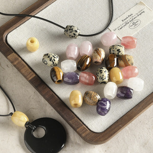 Large Hole Natural Speckled Tiger Eye Barrel Shape Loose Beads DIY Beading Materials For Handmade Sweater Chain <b>Necklace</b> Jewelry - Product Image 2
