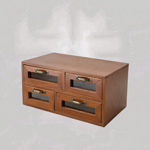 Modern Wood Desk <b>Drawer</b> Jewelry <b>Storage</b> <b>Box</b> 4 Compartment Organizer Rectangular Injection-Molded Multifunctional Container - Product Image 2