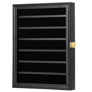 Vitrina negra personalizada, armario de madera con cerradura y estante extraíble, estilo de moda para coleccionistas de medallas de monedas de desafío - Product Image 3