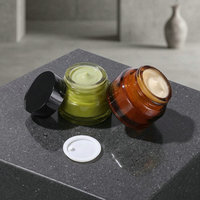 Pot en verre ambré de 30g pour cosmétiques, pot en verre rond vide pour crème hydratante de nuit avec bouchon en plastique ABS, contenants en vrac pour crème de 30g et 50g