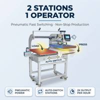 Presse à chaud pneumatique industrielle à double station pour la production de transferts DTF et HTV sur vêtements