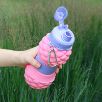 Bouteille d'eau en silicone écologique, sans BPA, modulaire, pliable, avec logo personnalisable MHC, pour boire directement en voyage