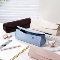 Étui à crayons triangulaire en cuir PU de style coréen, couleur unie, avec fermeture magnétique, pochette à papeterie multi-usages pour étudiants