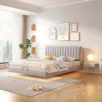 Bestseller 2023 Neues Design Schwebendes Bett Stoff-Kopfteil Italienisches Bett Schlafzimmer Beliebtes Soft-Bag Doppelbett Kingsize-Bett