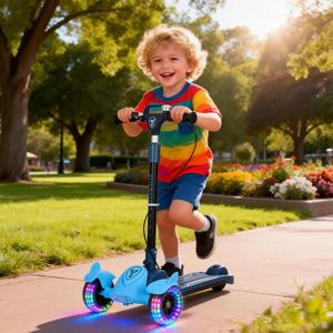 Trottinettes pliables pour enfants en plastique multiples, hauteur réglable, pliage, lumière clignotante, trottinette à 3 <span class=keywords><strong>roues</strong></span> - Product Image 2