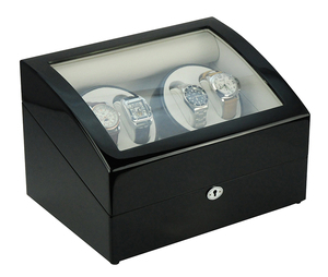 En stock : <span class=keywords><strong>Remontoir</strong></span> de <span class=keywords><strong>montres</strong></span> automatique de luxe 4 postes avec rangement pour 5 <span class=keywords><strong>montres</strong></span> en bois - Product Image 2