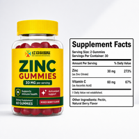 Gummies de zinc personnalisées OEM/ODM sous marque privée – Qualité certifiée, conformité garantie, 30 mg par portion, 60 gummies