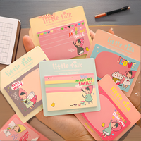 Bloc-notes autocollant créatif portable à thème de dessin animé avec 48 feuilles, ensemble de notes adhésives longue durée pour l'école