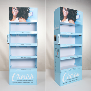 Caja de cartón plegable POP, estante de exhibición para suelo, con cuatro estantes para ropa - Product Image 4