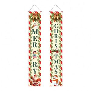 Bannière de Noël suspendue 80*180cm en polyester avec tringle en PVC pour décorations de porte et articles de fête - Product Image 2