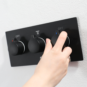 HIDEEP Set Doccia Lusso per <span class=keywords><strong>Bagno</strong></span> 300x300mm con Soffione a Pioggia LED, Miscelatore in Ottone Nero Opaco Quadrato Caldo/Freddo - Product Image 5