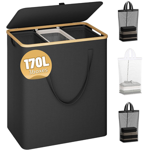 Có thể gập lại giặt giỏ với nắp 170L công suất lớn 3 phần cản trở với có thể tháo rời có thể giặt Túi - Product Image 2