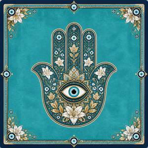 Tappetino per Mahjong Ebraico Personalizzato, Lussuoso Tappetino da Gioco in Gomma Naturale con Hamsa e Stella di David, Regalo Ebraico per gli Amanti del Mahjong Americano - Product Image 4