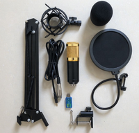 Mikrofon Kondensor Profesional BM800F untuk Studio Siaran dan Rekaman, Set Mikrofon Kondensor Elektret Terlaris