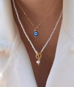 Kalung manik-manik Stainless Steel Batu alami kristal berwarna pantai musim panas dan kalung rantai - Product Image 6