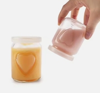 Mini pot à dessert en verre transparent de 100 ml, 150 ml, 250 ml, avec couvercle, motif cœur en relief, pour yaourt et pouding