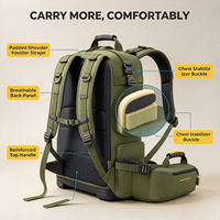Sac à dos pour outils d'électriciens, résistant, imperméable 1680D, 45L, 36 compartiments, léger, durable, multi-poches, dos rembourré confortable