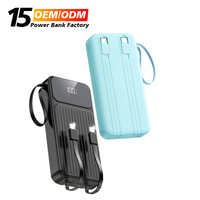 OEM/ODM PD 22.5W Bancos de Energía Portátiles con Cable USB C Integrado 20000mAh Carga Rápida de Emergencia 20000mAh